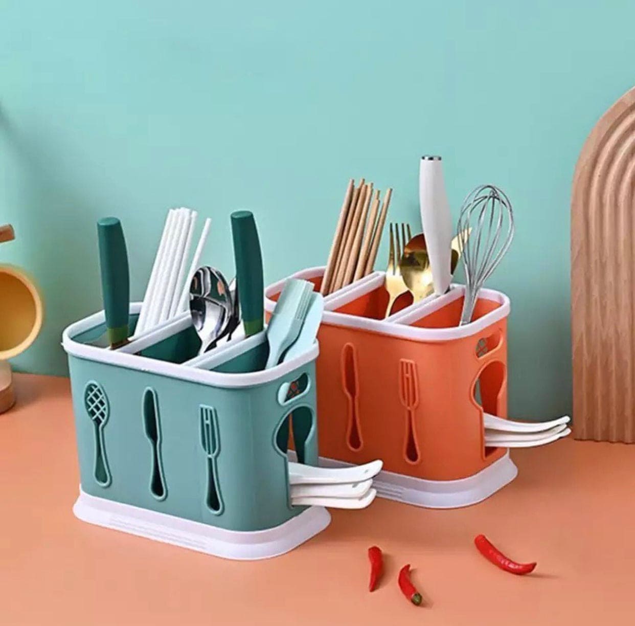 3 Compartment Large Capacity Lightweight Spoon And Chopsticks Holder, Multifunction Ventilation Safe Tableware Spoons Storage Holder, Plastic Chopsticks Cage Rack For Countertop 3 Compartment Large Capacity Lightweight Spoon And Chopsticks Holder, Multifunction Ventilation Safe Tableware Spoons Storage Holder, Plastic Chopsticks Cage Rack For Countertop